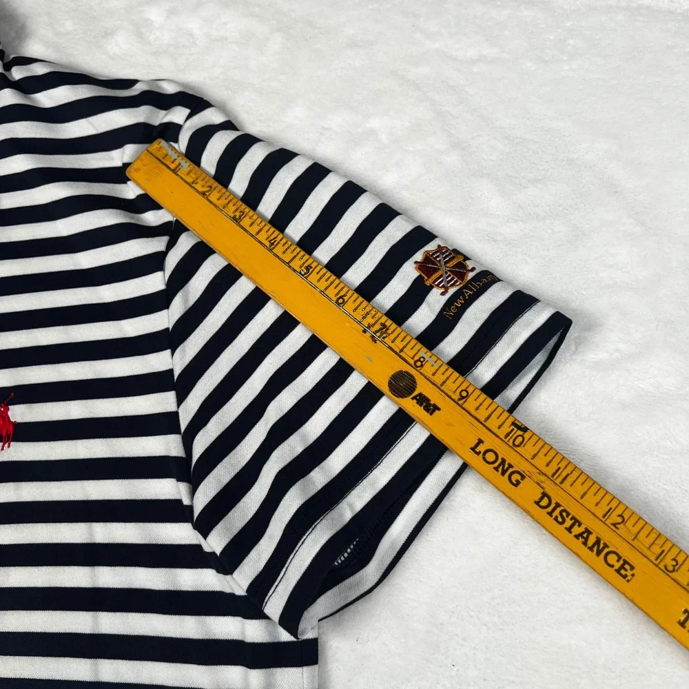 Ralph Lauren Pro Fit Mens Navy White Striped Golf Polo Shirt New Albany Large